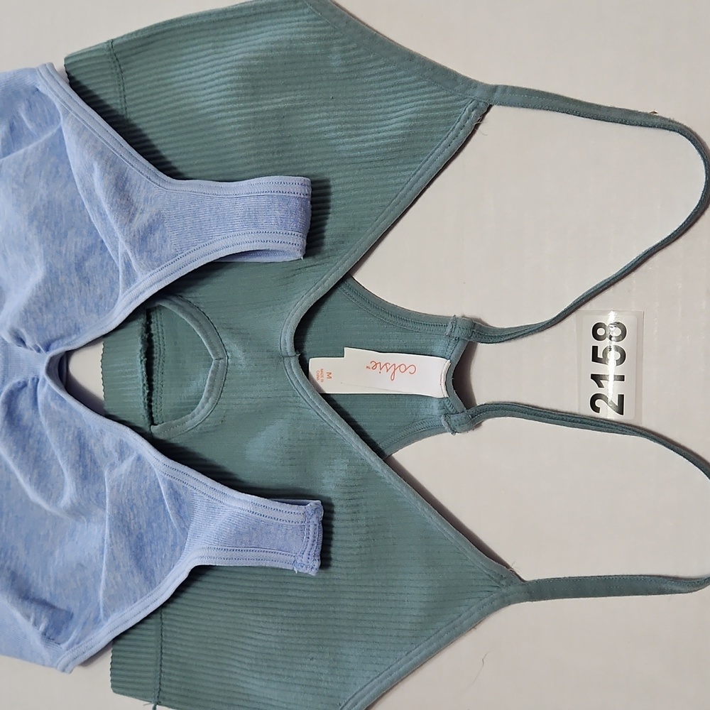 Colsie Ribbed Green and Soft Blue Bralettes Youth Size M - Picture 7 of 7